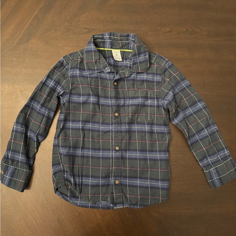 Plaid Kids Shirt - Blue and Green